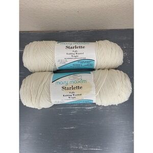 2 Skeins Yarn Mary Maxim Starlette 4 Ply Knitting Worsted  Acrylic Ivory 263 Vtg